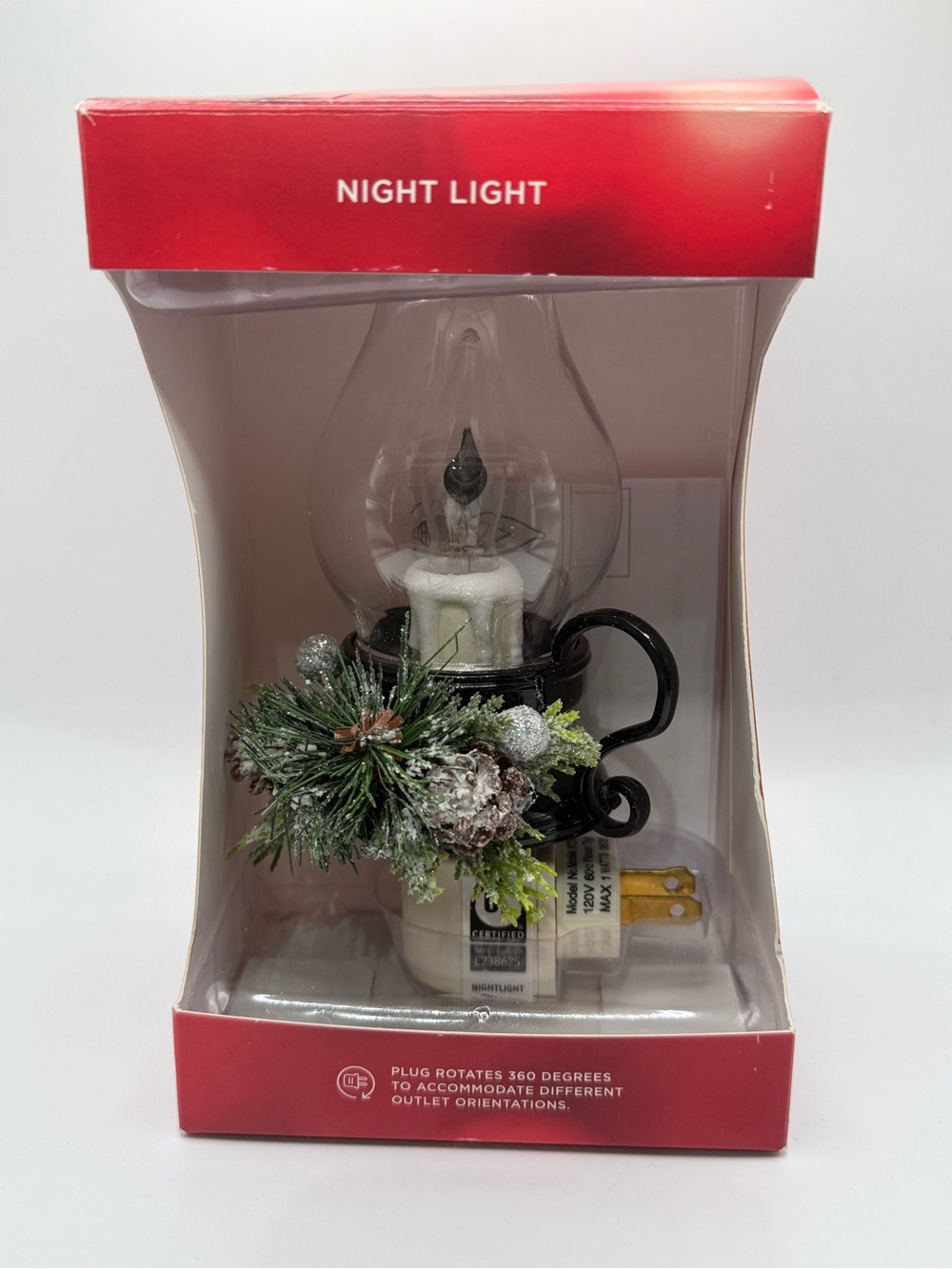 St. Nicholas Square Acrylic Classic Lantern w/Faux Botanical Ribbon Night Light